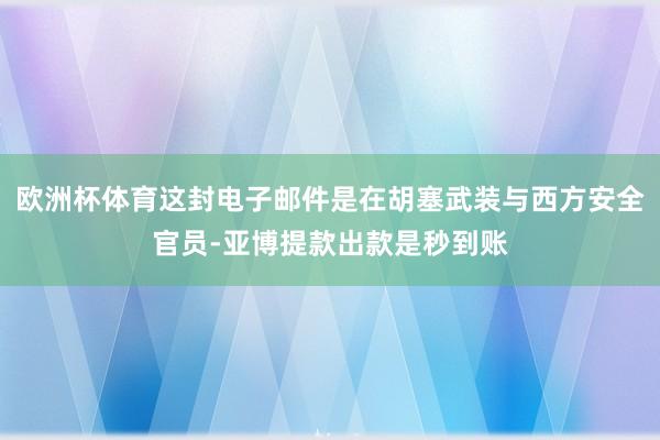 欧洲杯体育这封电子邮件是在胡塞武装与西方安全官员-亚博提款出款是秒到账